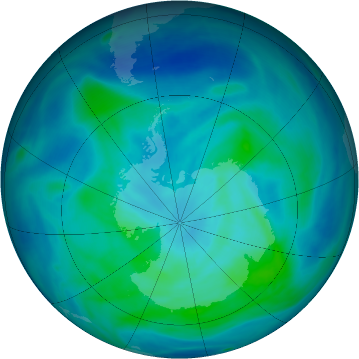 Antarctic ozone map for 07 March 2008